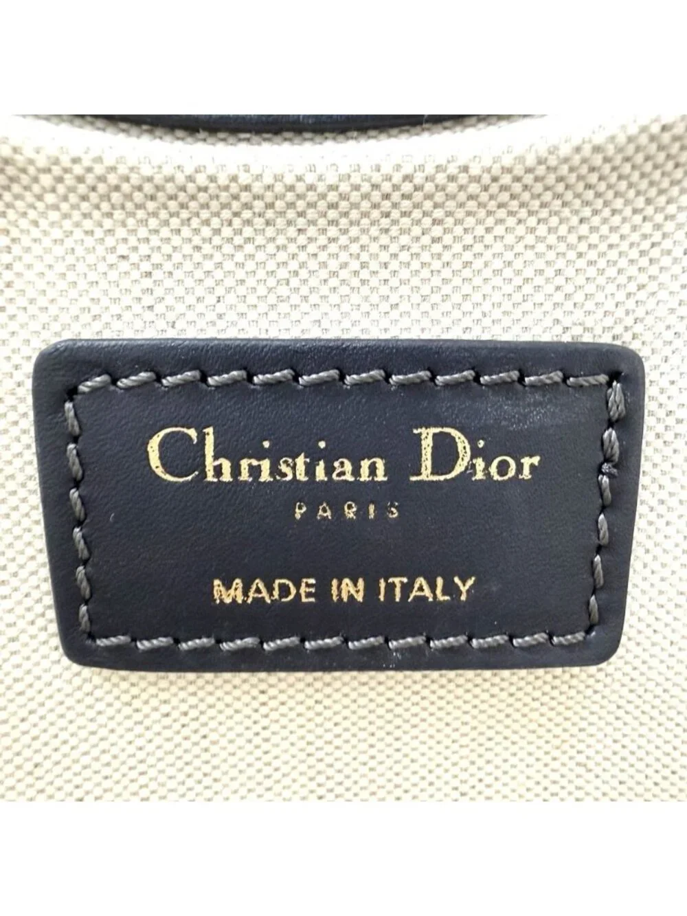Dior 2-Way Oblique Clutch Handbag Canvas Leather Navy Gold
